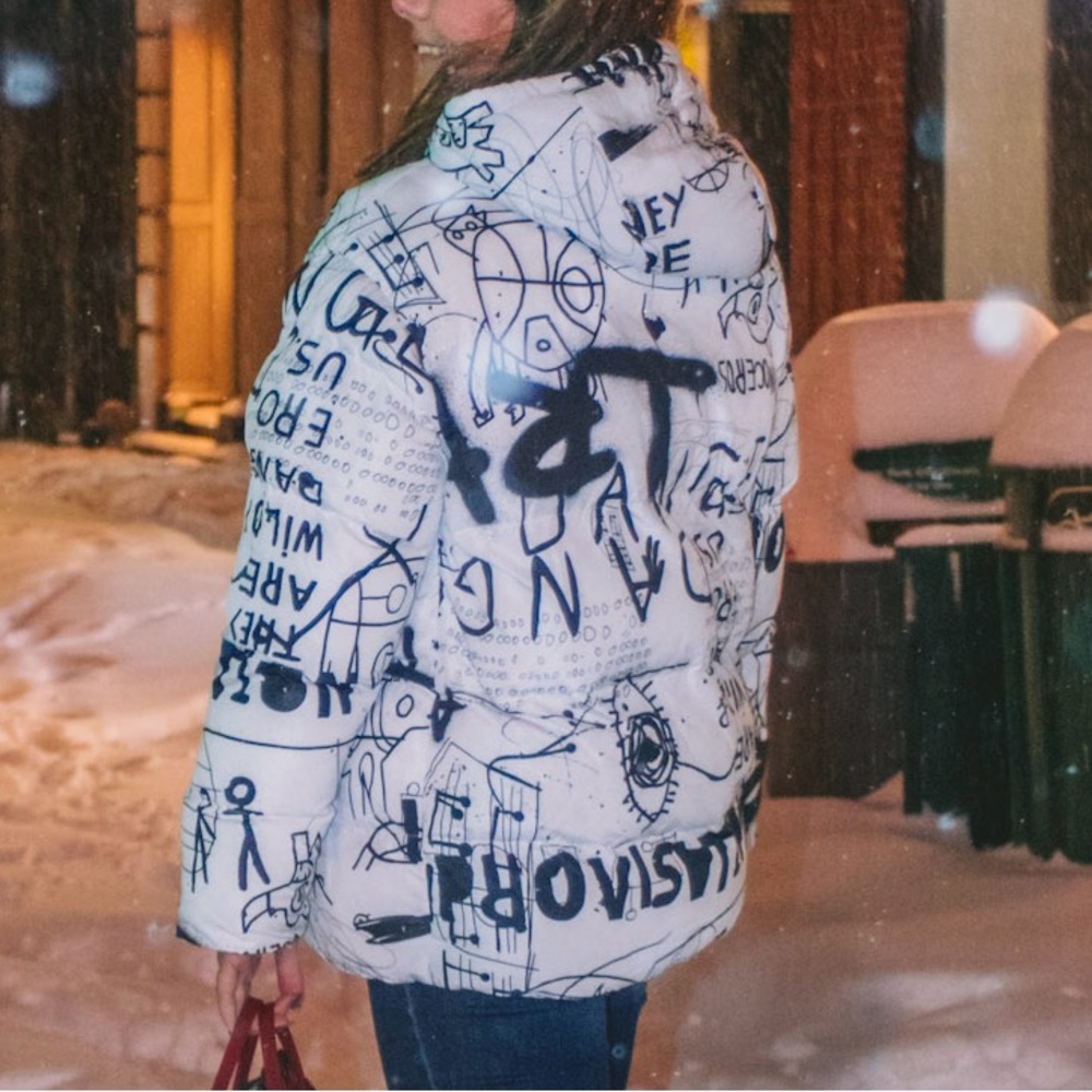 Graffiti puffer coat